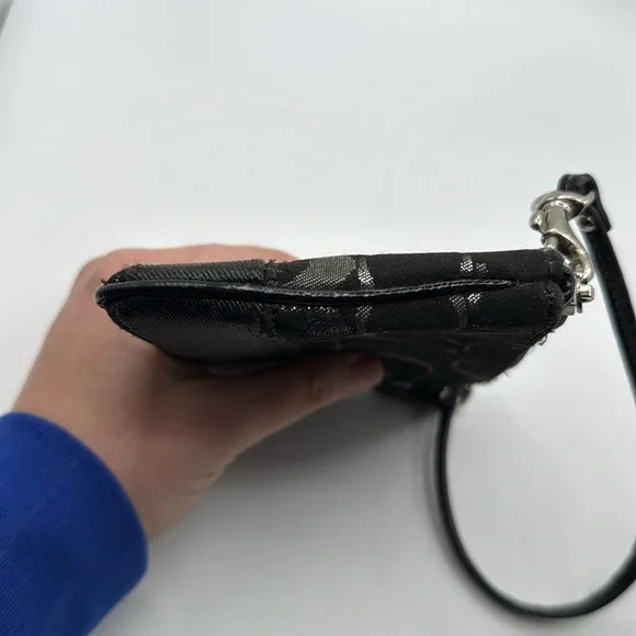 Coach Black Logo Monogram Wristlet Bag Purse Clutch - Picture 9 of 16
